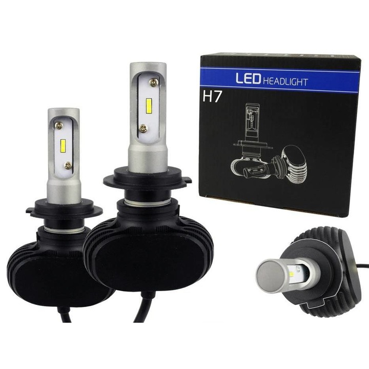 Set de becuri LED H7 CSP 50W 8000lm, alb, 2 bucati