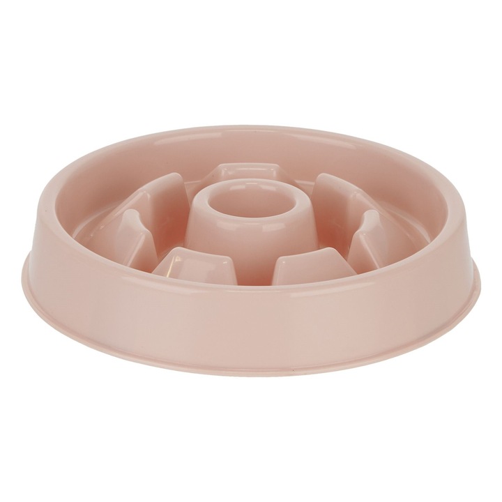 Castron hranire lenta pentru caini, Relaxdays, 550 ml, roz