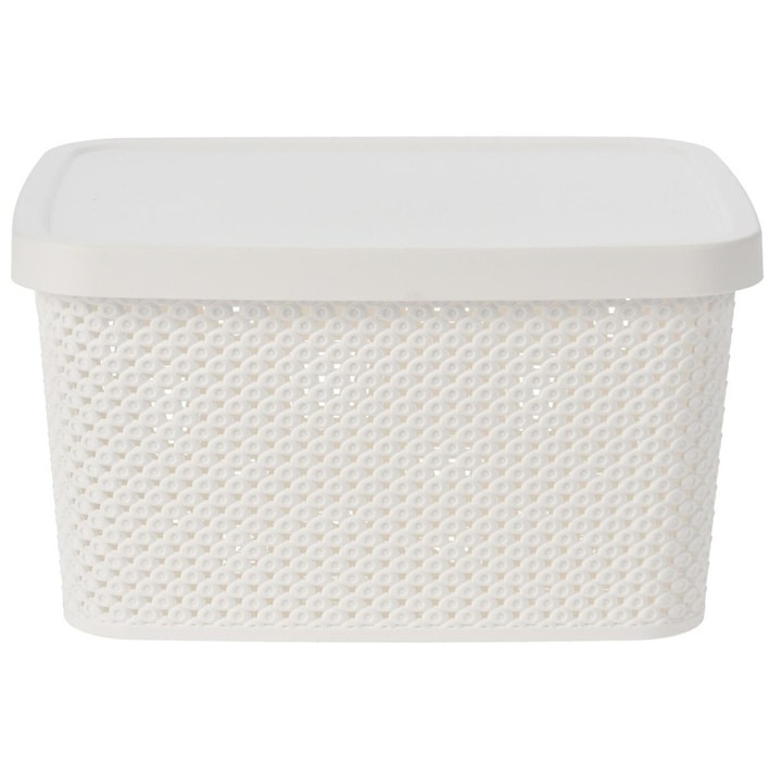 Кош За Съхранение, Решения За Съхранение, Устойчива Пластмаса, Лесен За Почистване, Практичен Капак, 27 см, Бял