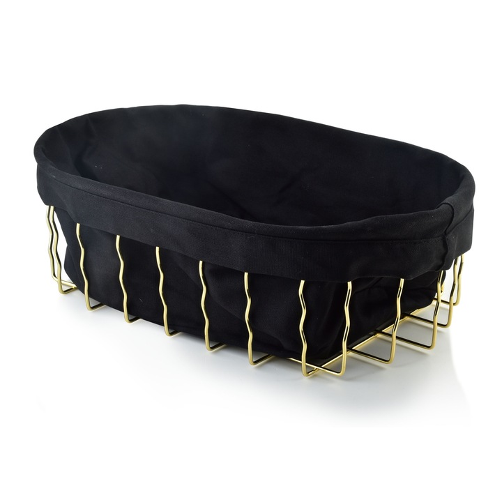 Cos de paine Mondex, Metal/Textil, Negru/Auriu