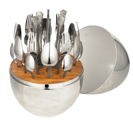 Set tacamuri din inox, 24 de piese, cu suport tip-ou, RAWI-25EG-C