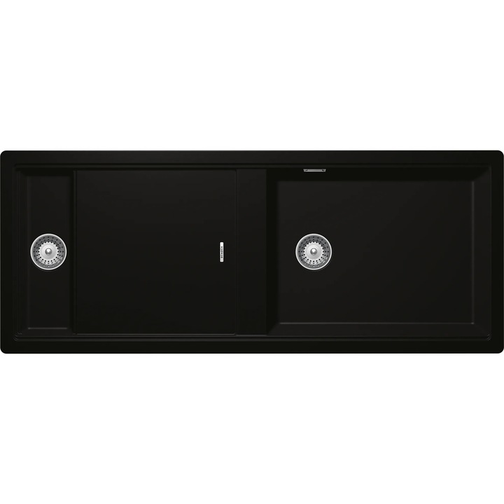 Chiuveta Schock Prepstation D-150 Cristadur Green Line Night 1140 x 460 mm cu sifon automat, granit, reversibila, montare pe/sub blat, negru profund