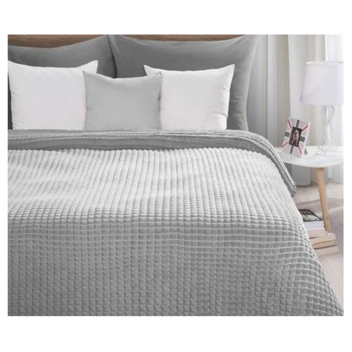 Patura Cocolino grofata, pat dublu, 200 x 230 cm, pufoasa si moale la atingere, Gri