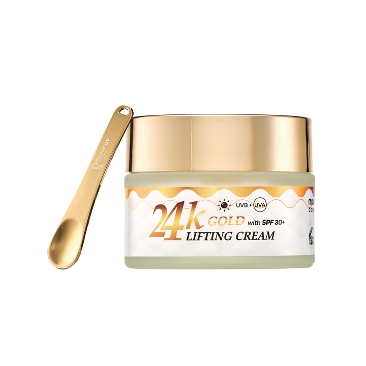 Crema antirid de zi cu aur 24K, cu efect de lifting si SPF30+, Momirov Cosmetics, 50 ml