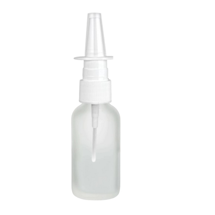 Vastag üvegtartály illóolajokhoz orrspray mechanizmussal 30 ml, matt fehér