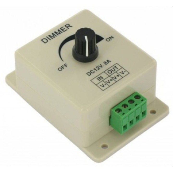 Comutator Led reglabil DC 12-24V 8A, controler dimmer putere maxim 96W, Alb