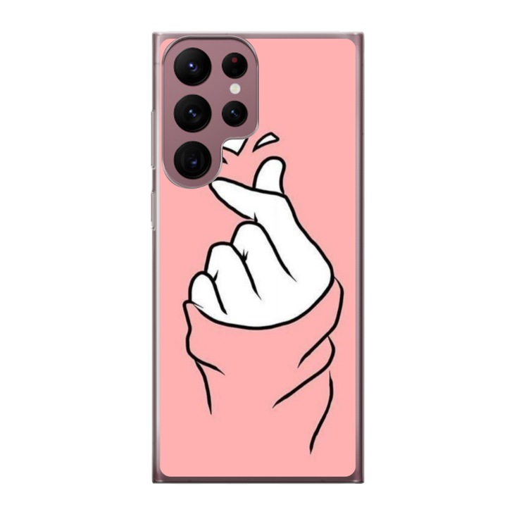 Husa personalizata HQPrint pentru Samsung Galaxy S22 Ultra, model Heart Snap, multicolor, S1D1M0285