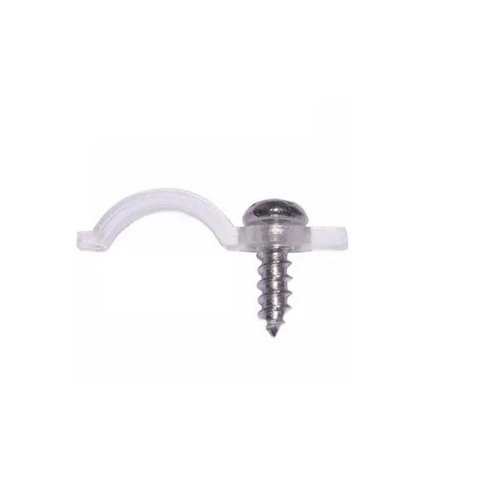 Комплект от 10 фиксиращи скоби с винт, 10 mm, прозрачни