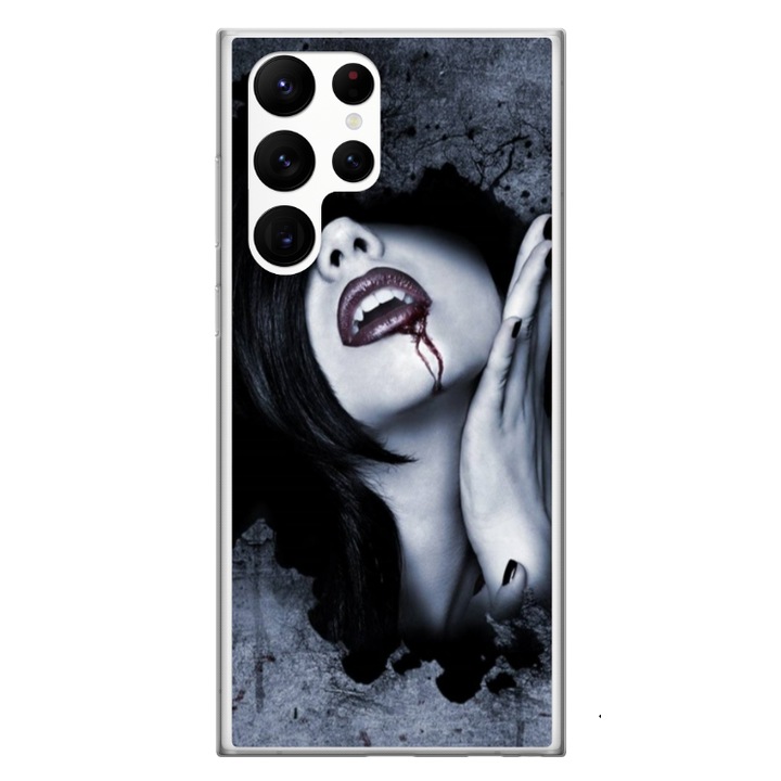 Husa personalizata HQPrint si Folie de Silicon pentru Samsung Galaxy S24 Ultra, model Vampire, multicolor, S1D1M0210