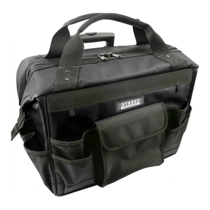 Geanta scule, STROXX, 18'', tip troller, cu fermoar, 32 buzunare, material poliester, culoare neagra