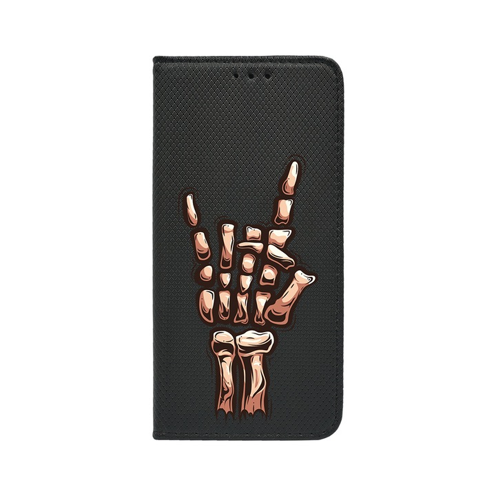 Husa BestCase® Tip Carte, Magnet Book Case, Compatibila Cu Realme 10 Pro Plus 5G, Skeleton Hand FU, Inchidere Magnetica, Buzunar Card, FLb 964