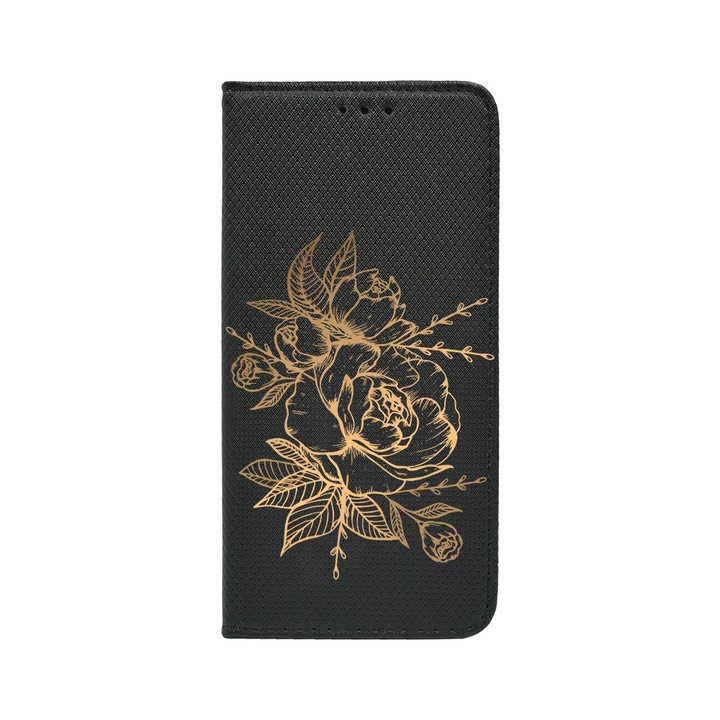 Калъф тип тефтер BestCase за OPPO Reno 8T 4G, Golden Rose, Magnetic Flip Case, Black FLB 989