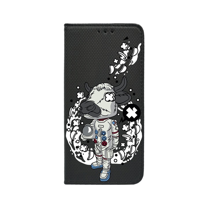 Калъф тип тефтер BestCase за OPPO Reno 8T 4G, Cow Astronaut, Magnetic Flip Case, Black FLB 976