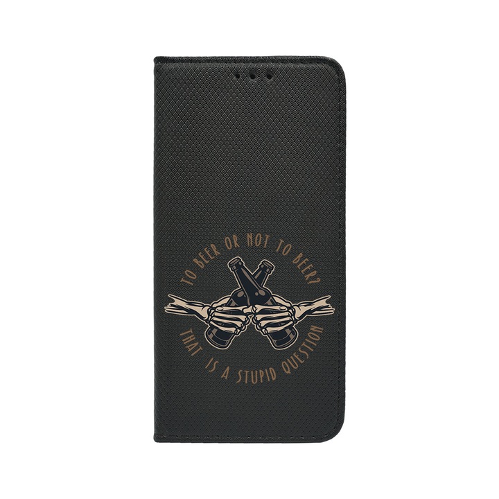 Калъф тип тефтер BestCase за Realme 10 Pro Plus 5G, To Beer Or Not To Beer, Magnetic Flip Case, Black, FLb 1025