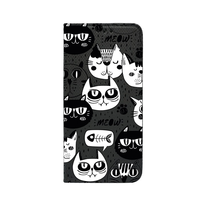 Калъф тип тефтер BestCase за Realme 10 Pro Plus 5G, Cool Cats, Magnetic Flip Case, Black, FLb 1029