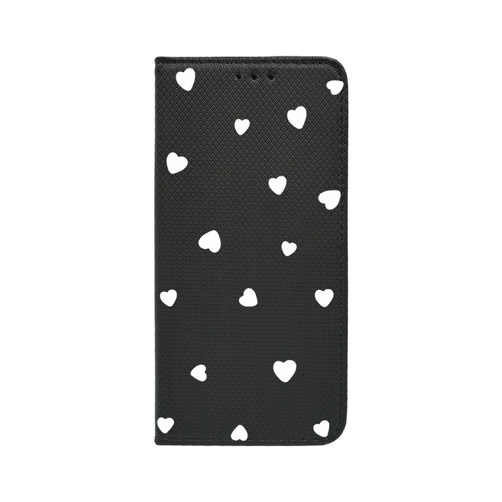 Калъф тип тефтер BestCase за OPPO Reno 8T 4G, Heart Pattern, Magnetic Flip Case, Black FLB 1041
