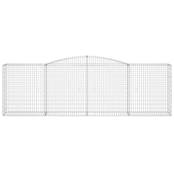 Комплект от 6 габионни огради, Zakito Europe, Желязо, 400x50x120/140 см, подсилени куки, Сребро