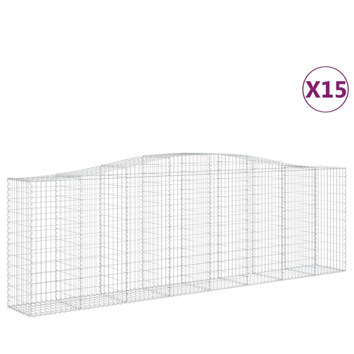 Set cosuri gabion arcuite 15 buc vidaXL, 400x50x120/140cm, fier galvanizat 54.05 kg 3145978