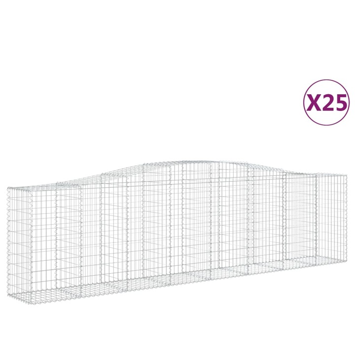 Set cosuri gabion arcuite 25 buc vidaXL, 400x50x100/120 cm fier galvanizat 47.35 kg 3145967