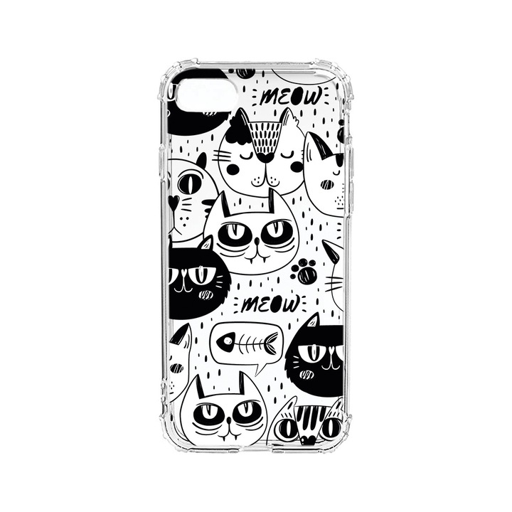 BestCase Strapabíró Anti Shock Telefontok Apple iPhone SE 2 / iPhone 8 / iPhone 7, Cool Cats, Kamera védő, Military Grade Drop Protection, AS 1029