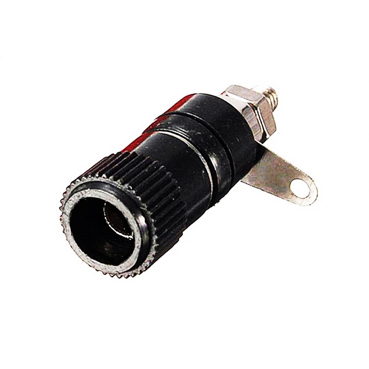 Banán csatlakozó aljzat ( banánhüvely ) forrfüles 4mm fekete