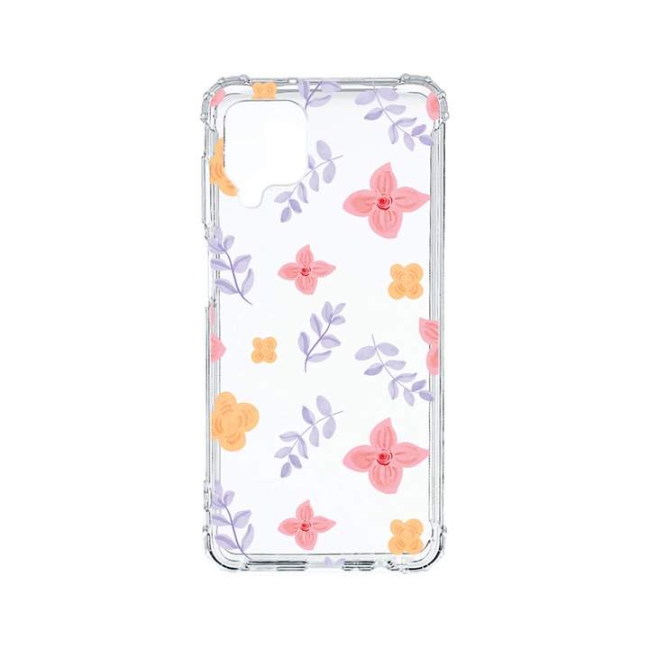 Husa BestCase® Anti Shock 1.5MM, Compatibila Cu Samsung Galaxy A12 / M12 / F12, Flower Pattern, Rezistenta La Socuri, Protectie Camera, AS 978