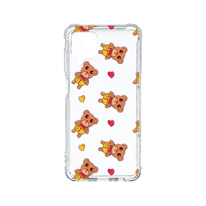 Husa BestCase® Anti Shock 1.5MM, Compatibila Cu Samsung Galaxy A12 / M12 / F12, Teddy Bear Love Pattern, Rezistenta La Socuri, Protectie Camera, AS 968