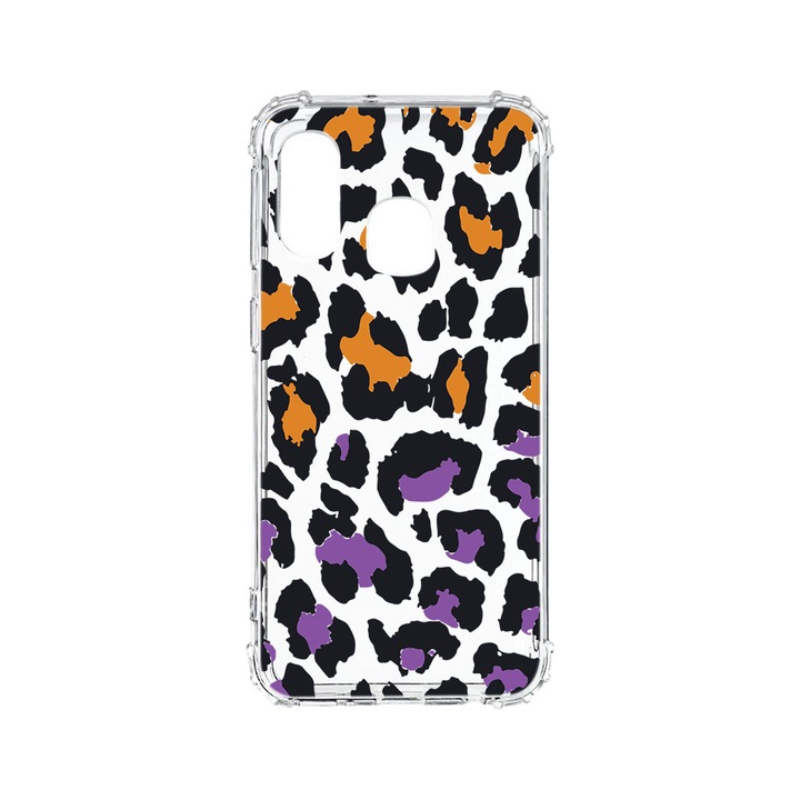 Husa BestCase® Anti Shock 1.5MM, Compatibila Cu Samsung Galaxy A40, Lila Leopard Pattern, Rezistenta La Socuri, Protectie Camera, AS 1035