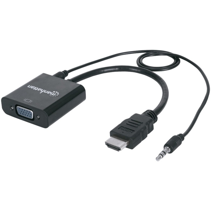 Адаптер кабел HDMI-Male/ VGA-Female Manhattan 151450, Audio, Черен
