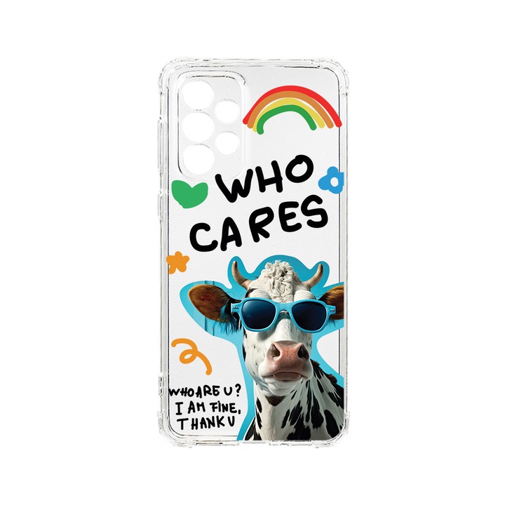Husa BestCase® Anti Shock 1.5MM, Compatibila Cu Samsung Galaxy A53 5G, Cool Cow - Who Cares?, Rezistenta La Socuri, Protectie Camera, AS 975