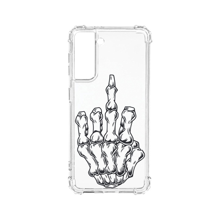 BestCase Strapabíró Anti Shock Telefontok Samsung Galaxy S21 Plus, Skeleton Hand FU, Kamera védő, Military Grade Drop Protection, AS 965