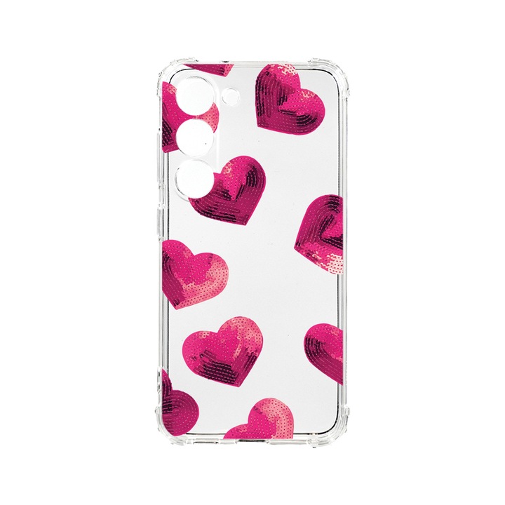 Husa BestCase® Anti Shock 1.5MM, Compatibila Cu Samsung Galaxy S23 Plus, Heart Pattern, Rezistenta La Socuri, Protectie Camera, AS 987