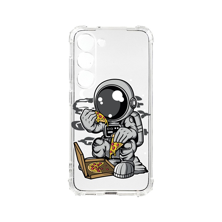 Husa BestCase® Anti Shock 1.5MM, Compatibila Cu Samsung Galaxy S23, Astronaut Pizza, Rezistenta La Socuri, Protectie Camera, AS 1004