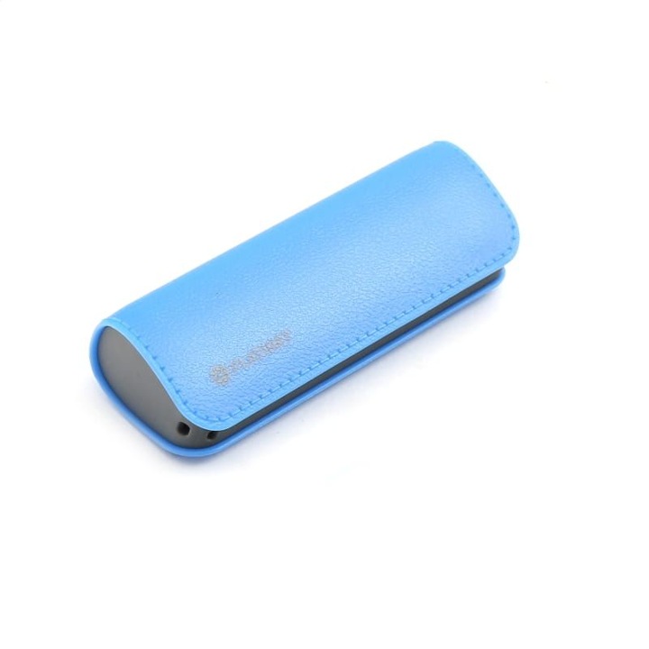 Power Bank, Platinet, Piele, 2600 mAh, Cablu microUSB, Albastru