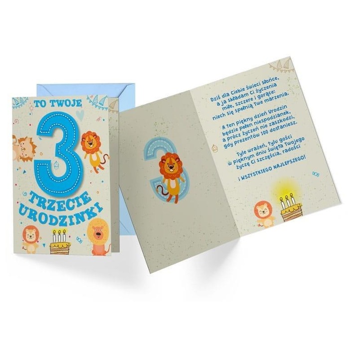 Felicitare de zi de nastere, 3 ani, Multicolor