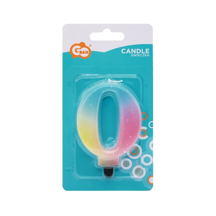 Pastel Ombre számgyertya tortagyertya 0-ás