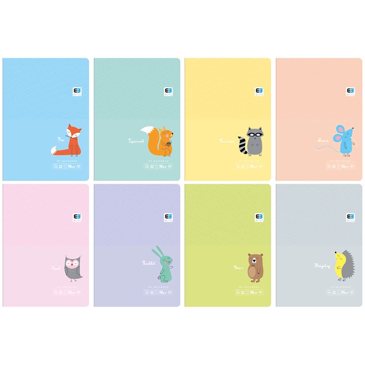 Тетрадка, А5, 32 цвята, B&B Kids Pastel, Линии