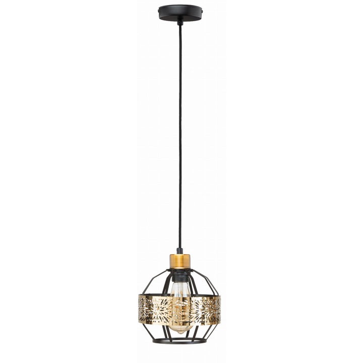 Lampa suspendata, Ledigo, Metal, E27, Negru