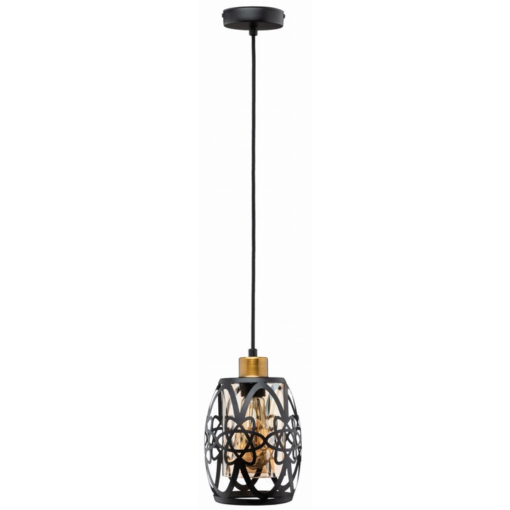 Lampa suspendata, Ledigo, Metal, E27, Negru