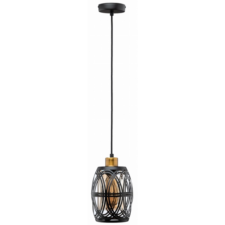 Lampa suspendata, Ledigo, Metal, E27, Negru