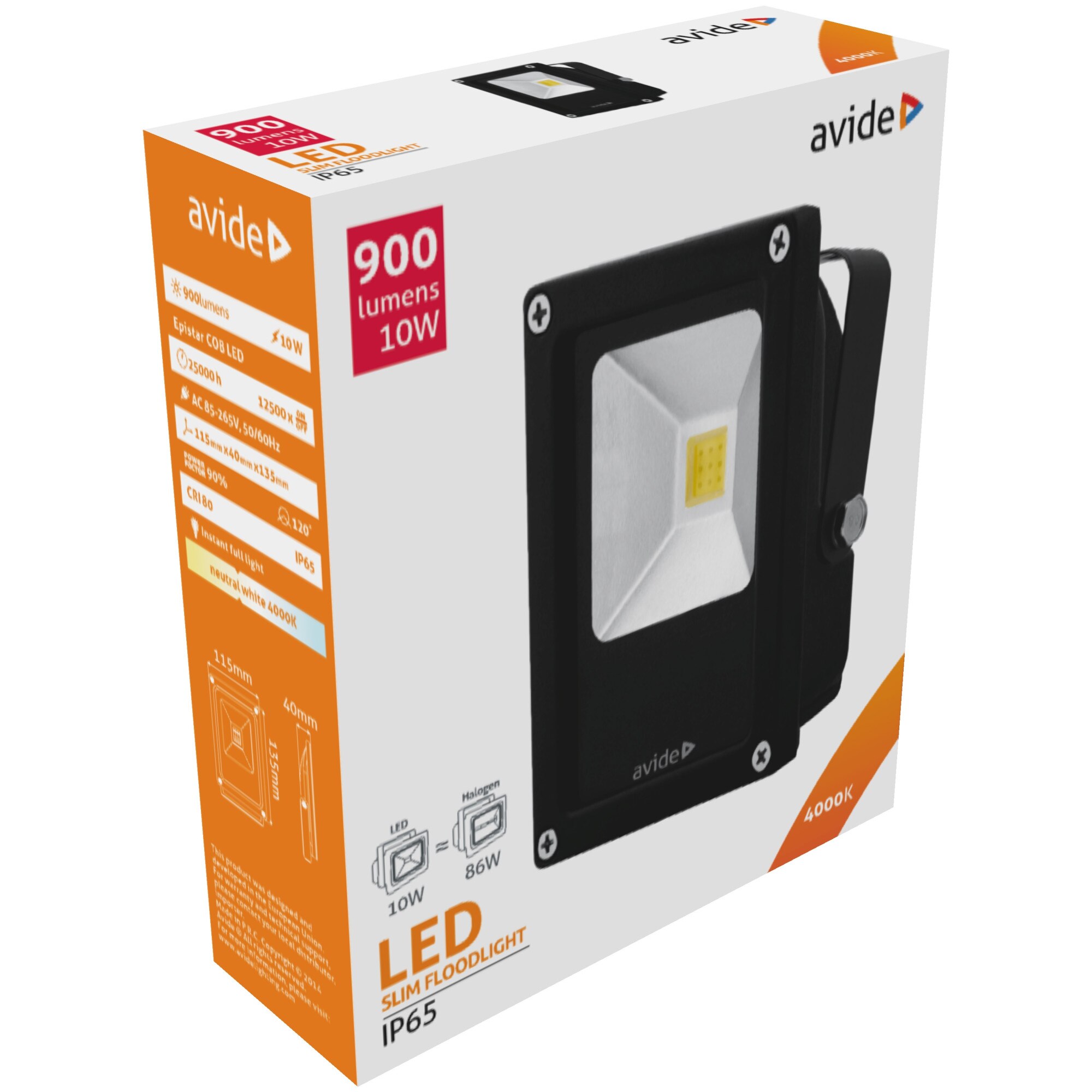 Reflector Avide LED Slim Flood Light IP65 10W 4000K lumina neutra