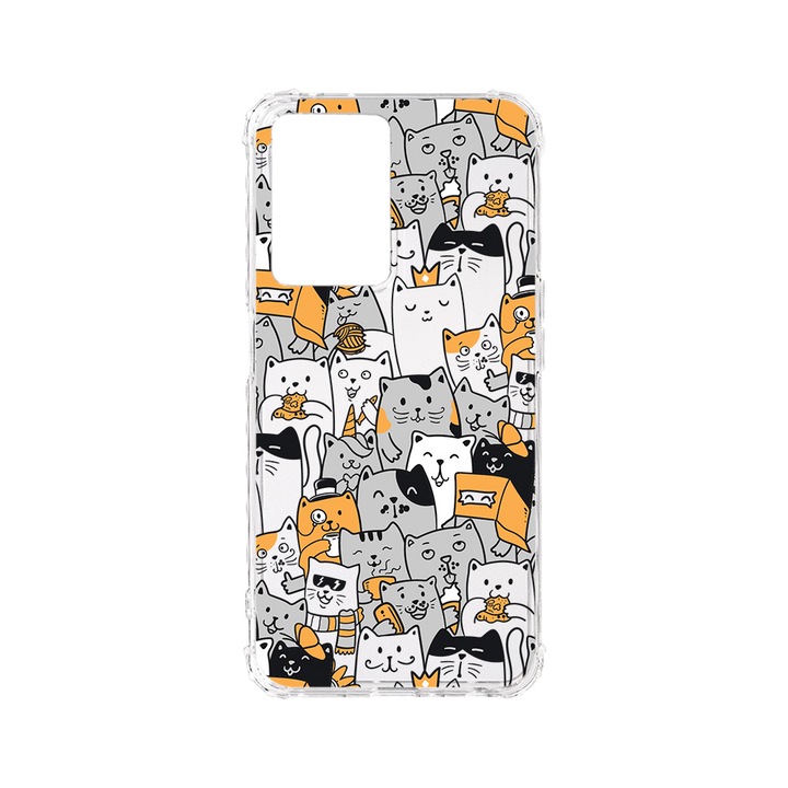 Husa BestCase® Anti Shock 1.5MM, Compatibila Cu OPPO A57 4G / A57 5G, Cat Pattern, Rezistenta La Socuri, Protectie Camera, AS 1030