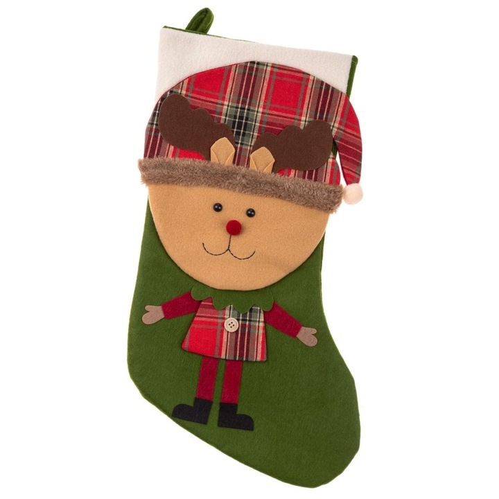 Soseta Verde de Craciun Pentru Cadouri Spiridus