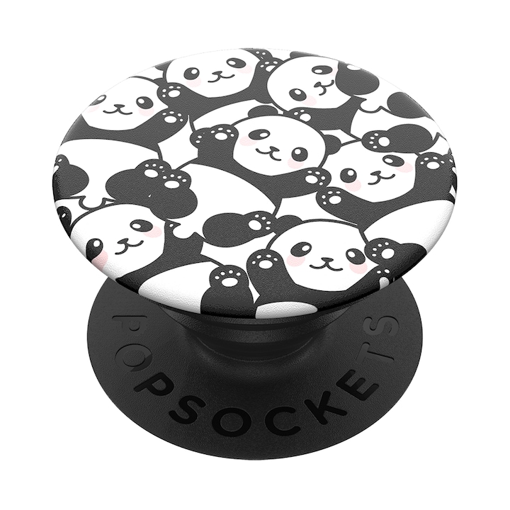 Suport universal de telefon si tableta PopSockets, PopGrip Pandamonium, cu adeziv