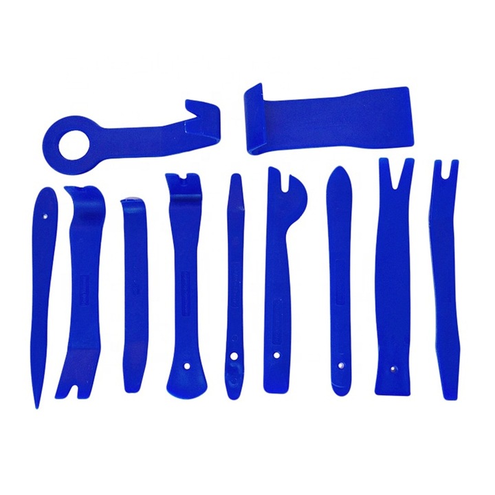 Set 11 piese pentru indepartarea tapiteriei auto, plastic, albastru