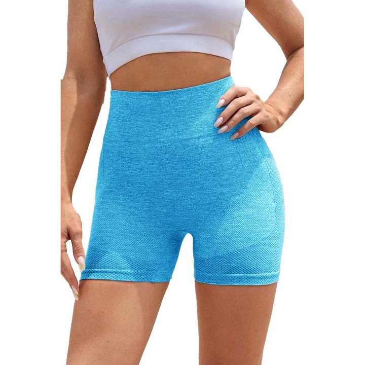 Colanti Fitness PRO Scurti talie inalta push up DK-2715, Albastru deschis