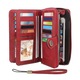 Portofel dama, Darklove, Cu blocare RFID, Piele naturala, Portofel lung de mare capacitate cu fermoar, Telefonul Holder Ambreiaj de calatorie Purse Wristlet portofel, 19 x 11 x 3.5 cm, Rosu