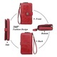 Portofel dama, Darklove, Cu blocare RFID, Piele naturala, Portofel lung de mare capacitate cu fermoar, Telefonul Holder Ambreiaj de calatorie Purse Wristlet portofel, 19 x 11 x 3.5 cm, Rosu
