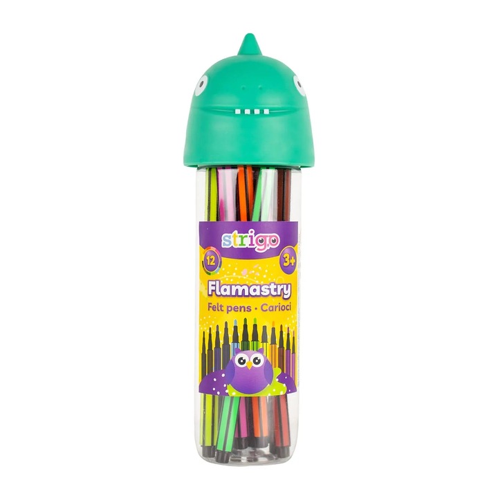 Carioci lavabile 12 culori, Strigo cutie Dinozaur, verde