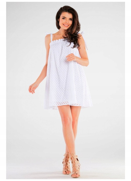 Scurta Rochie Fara maneca Bumbac Casual A434, Alb